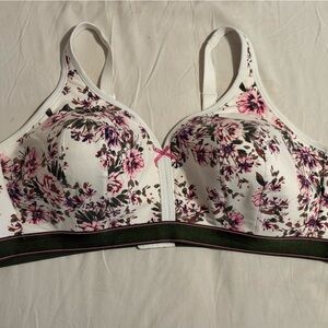 Cacique Floral Print Bra - White and Pink Sz. 50B